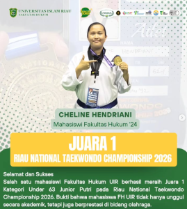 Cheline Hendriani mahasiswi Fakultas Hukum UIR Juara 1 Taekwondo Championship 2026