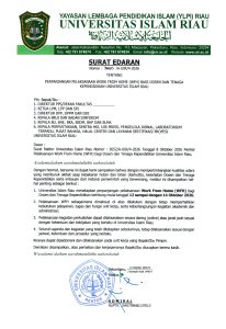 Surat Edaran Nomor 3660/A-UIR/4-2026 tentang Perpanjangan Pelaksanaan Work From Home (WFH) bagi Dosen dan Tenaga Kependidikan Universitas Islam Riau